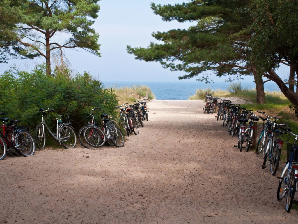 Fahrradparken am Strand